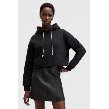 AllSaints hanorac de bumbac PIPPA SPARKLE HOODY femei, culoarea negru, cu glugă, neted, W117JB