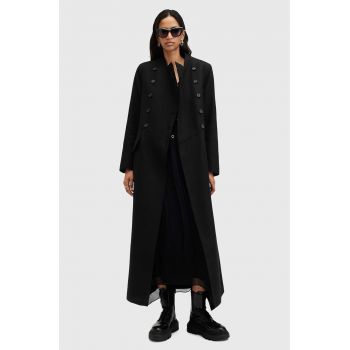 AllSaints palton de lana BLAIZE COAT culoarea negru, de tranzitie, cu doua randuri de nasturi, W004OB