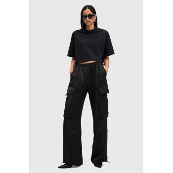 AllSaints pantaloni BARBARA TROUSER femei, culoarea negru, fason cargo, high waist, W011TB