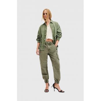 AllSaints pantaloni de bumbac FLORENCE JOGGER culoarea verde, fason cargo, medium waist, W017TB