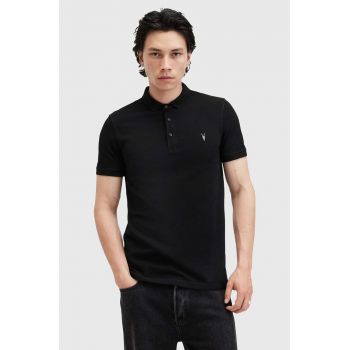 AllSaints polo de bumbac REFORM culoarea negru, neted, M075PB