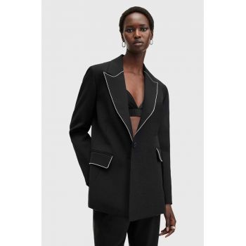 AllSaints sacou din lana ATLAS KRYS BLAZER culoarea negru, un singur rand de nasturi, neted, W005QB