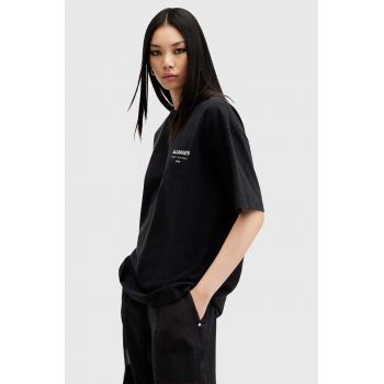 AllSaints tricou din bumbac UNDERGROUND SS CREW femei, culoarea negru, W029JZ