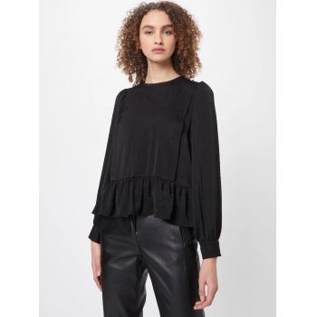 Bluza cu volane si decolteu in V, negru, dama, s.Oliver