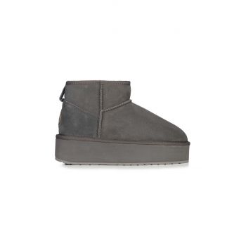 Emu Australia cizme de zapada din piele intoarsa Stinger Micro Flatform culoarea gri, W13082.CHAR