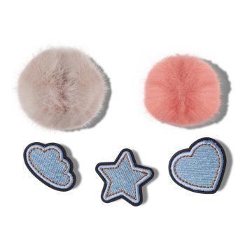 Jibbitz Crocs Denim and Pink Puff 5 Pack