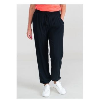 Pantaloni lejeri cu buzunare si snur, negru, dama, Hailys