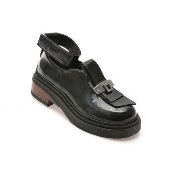 Pantofi casual EPICA negri, 4842426, din piele naturala lacuita