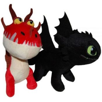 Set 2 jucarii din plus Toothless 25 cm si Monstrous Nightmare 20 cm, How to train your dragon