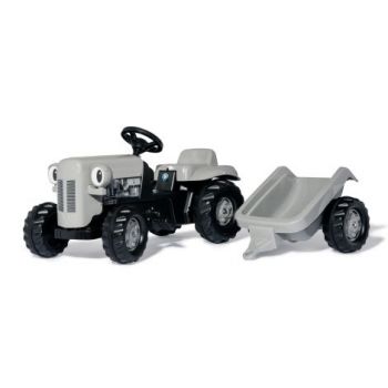 Tractor cu pedale si remorca Rolly Toys Kid Little Grey Fergie gri