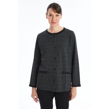 Cardigan cu imprimeu houndstooth