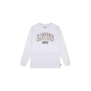 Levi's longsleeve din bumbac pentru copii ACADEMIC ADVENTURER LS TEE culoarea alb, cu imprimeu, 8EL440