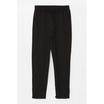 Pantaloni de trening din amestec de bumbac cu snur de ajustare