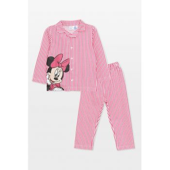 Pijama cu dungi si imprimeu Minnie Mouse