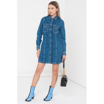 Pepe Jeans London - Rochie de denim cu maneci lungi