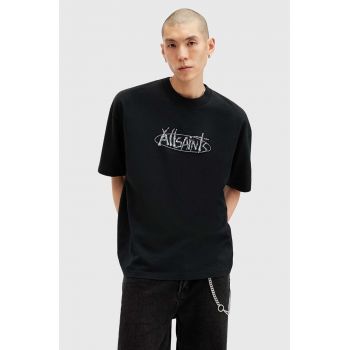 AllSaints tricou din bumbac STERNUM SS CREW culoarea negru, cu imprimeu, M040PB