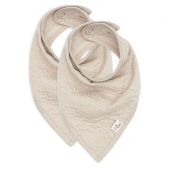 Baveta bandana din bumbac, set de 2 bucati, Soft Waves Nougat