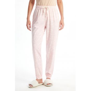 Pantaloni de pijama cu snur de ajustare si model