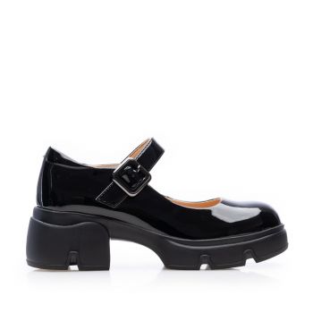 Pantofi casual damă din piele naturală - 4404 Negru Lac