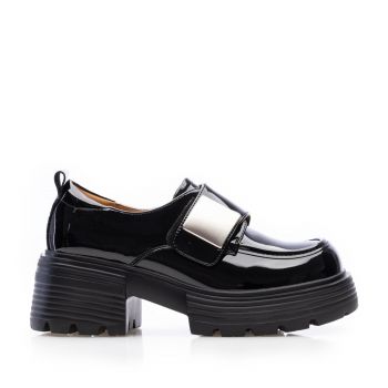 Pantofi casual damă din piele naturală - 4406 Negru Lac