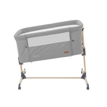 Patut Co-Sleeper cu roti si inaltime reglabila KikkaBoo Amaris Light Grey