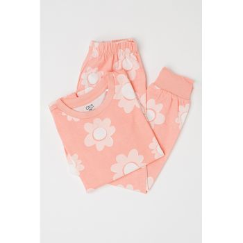 Pijama de bumbac cu imprimeu floral