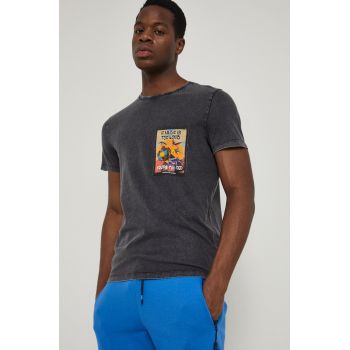 Medicine tricou din bumbac culoarea gri, cu imprimeu