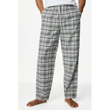 Pantaloni de pijama in carouri cu buzunare laterale