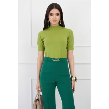 Bluza Daria verde lime din tricot cu maneca scurta