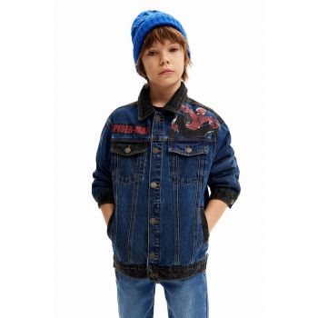 Desigual geacă din denim pentru copii SPIDERMAN culoarea bleumarin, 24WBED02