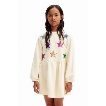 Desigual rochie din bumbac pentru copii culoarea alb, mini, evazati, 24WGVK18