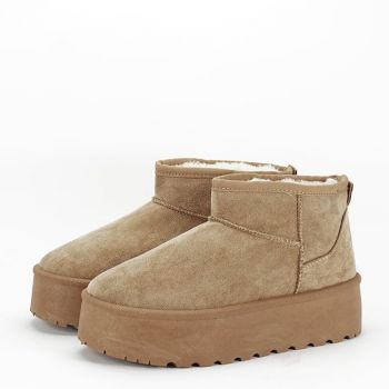 Ghete maro deschis tip UGG cu talpa groasa B-333-78 116