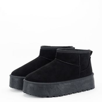 Ghete negre tip UGG cu talpa groasa B-333-78 116