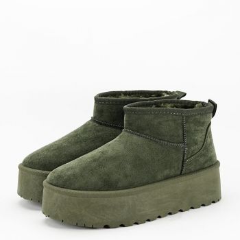 Ghete verzi tip UGG cu talpa groasa B-333-78 116