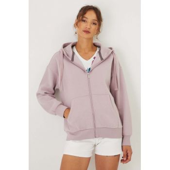 Medicine bluza femei, culoarea violet, cu glugă, neted