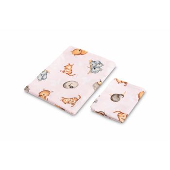 Set lenjerie de pat bumbac cu 2 piese 100x135 cm40x60 cm Sensillo Jungla