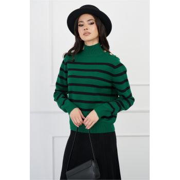 Bluza Cristina verde cu dungi negre