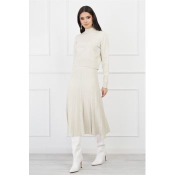 Fusta Susie ivory midi din tricot