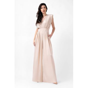 Salopeta maxi gold cu bust drapat