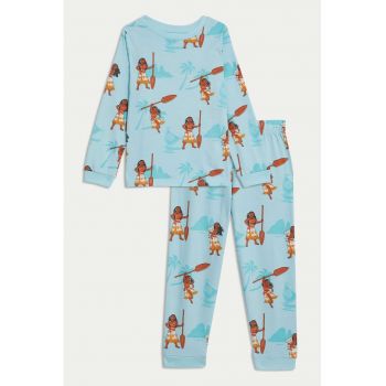 Pijama de bumbac cu imprimeu Moana