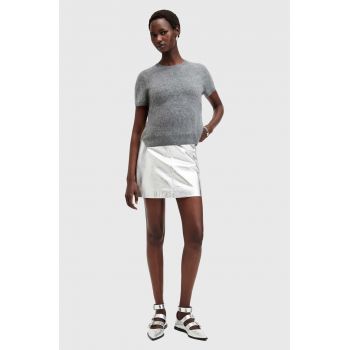 AllSaints fusta de piele RENAI SKIRT culoarea argintiu, mini, drept, W058RB