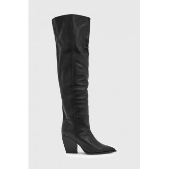 AllSaints ghete de piele Reina Boot femei, culoarea negru, cu toc drept, W096FB