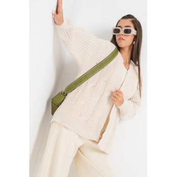 Cardigan fara inchidere cu model torsade Lela