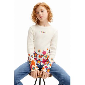 Desigual longsleeve din bumbac pentru copii culoarea alb, 24WGTK20