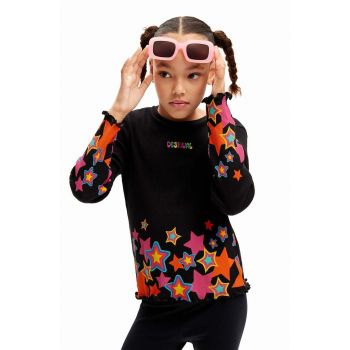 Desigual longsleeve din bumbac pentru copii culoarea negru, 24WGTK20