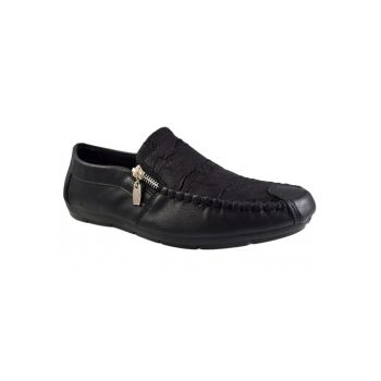 Mocasini Barbati - negru - model cu nervuri si fermoar - Corner1