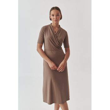 Rochie midi cu decolteu cache-coeur