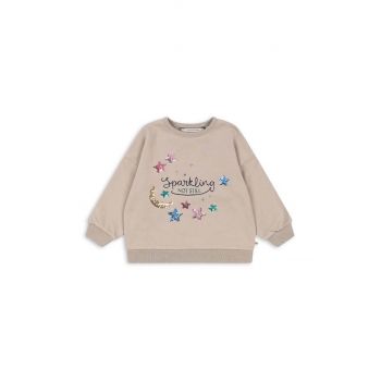 Konges Sløjd bluza copii LOU SEQUIN SWEATSHIRT OCS culoarea bej, cu imprimeu, KS101564