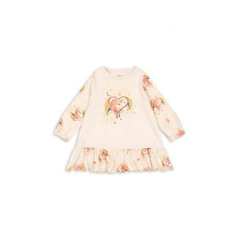 Konges Sløjd rochie din bumbac pentru copii GIO DRESS GOTS culoarea bej, mini, evazati, KS101527