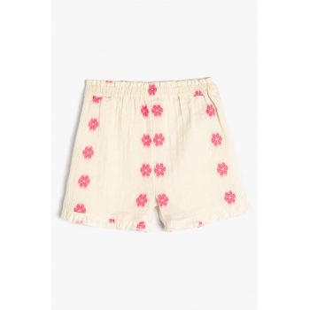 Pantaloni scurti de bumbac cu model floral